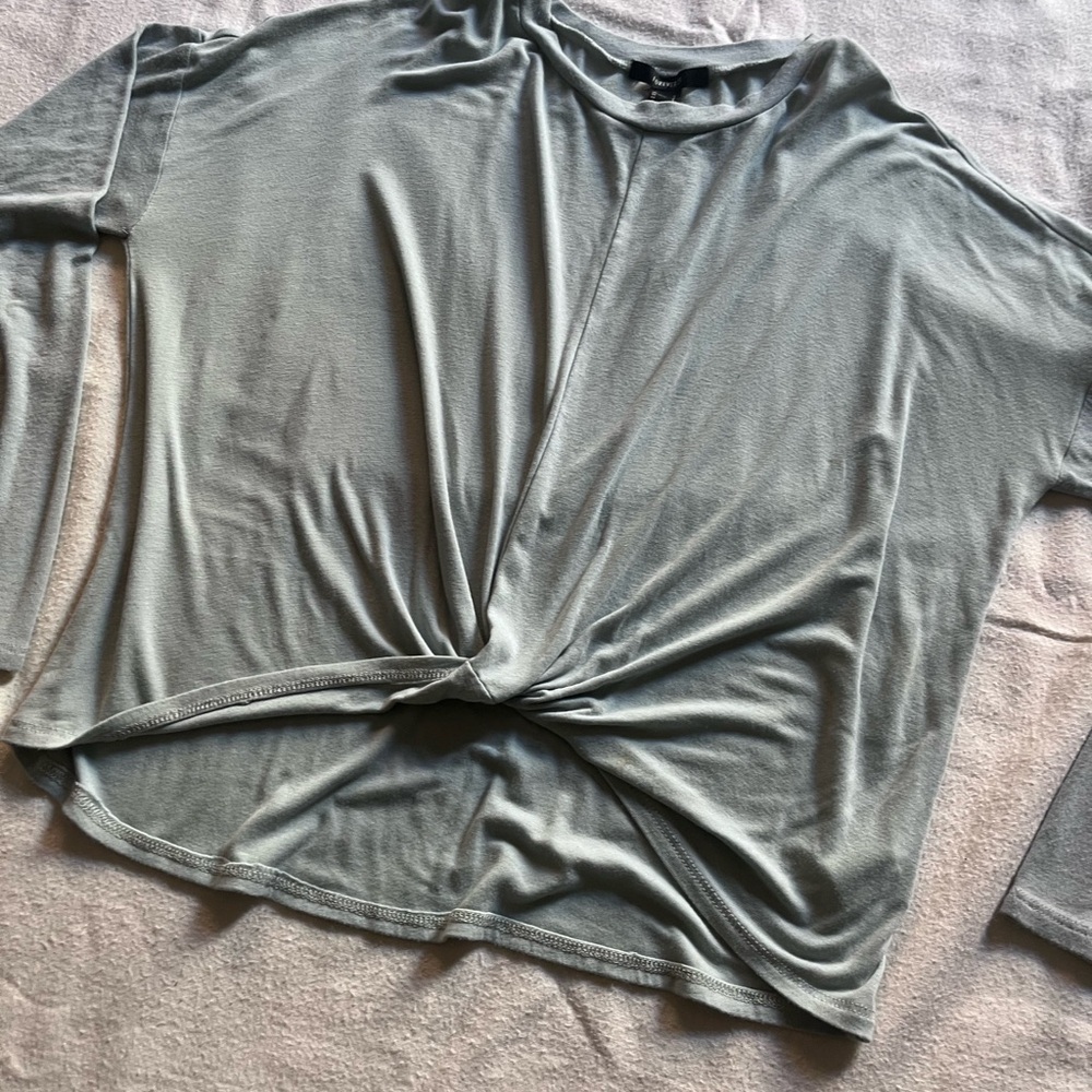 Forever 21 Twist Front Long Sleeve Top - Light blue
